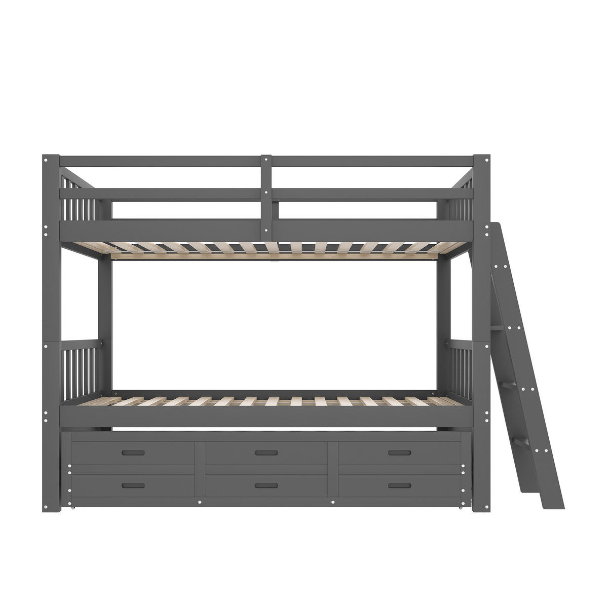 ETAGENBETT Hausform Grau/Weiß - Grau, Holz (90/200cm) - ComfortXL