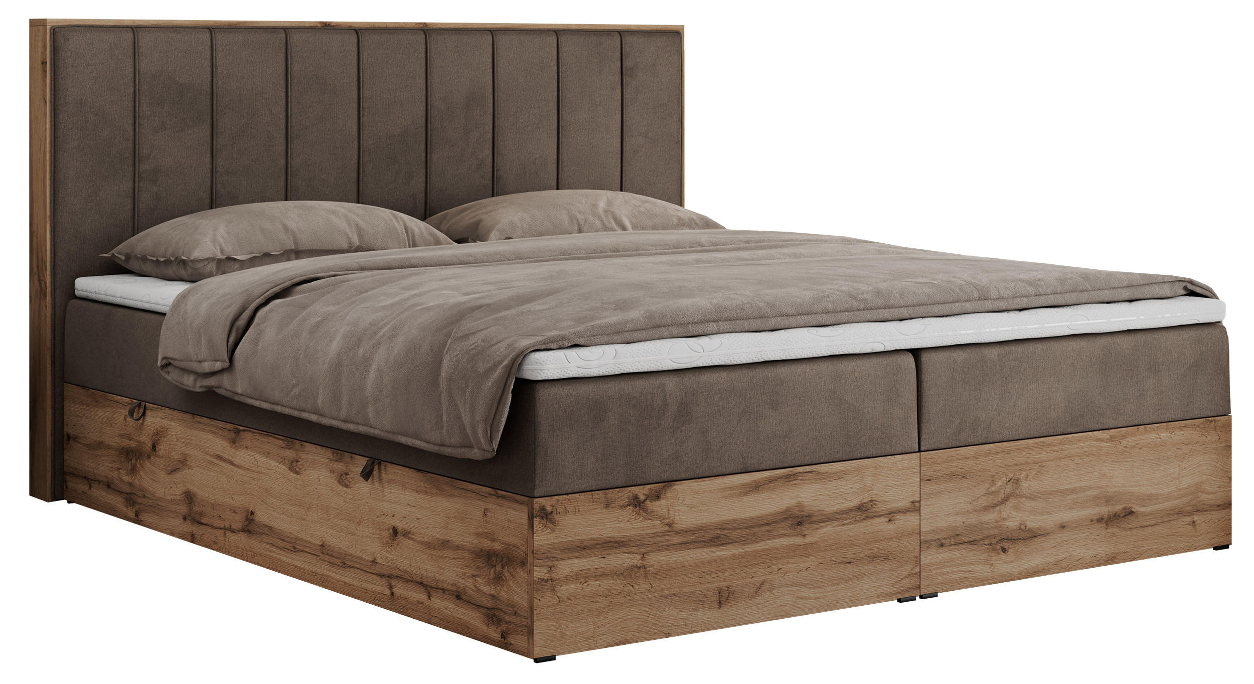 BOXBETT BELLISSIMO 140/200 Braun Velvet - H3 - Braun, Holz/Textil (140/200cm) - MKS