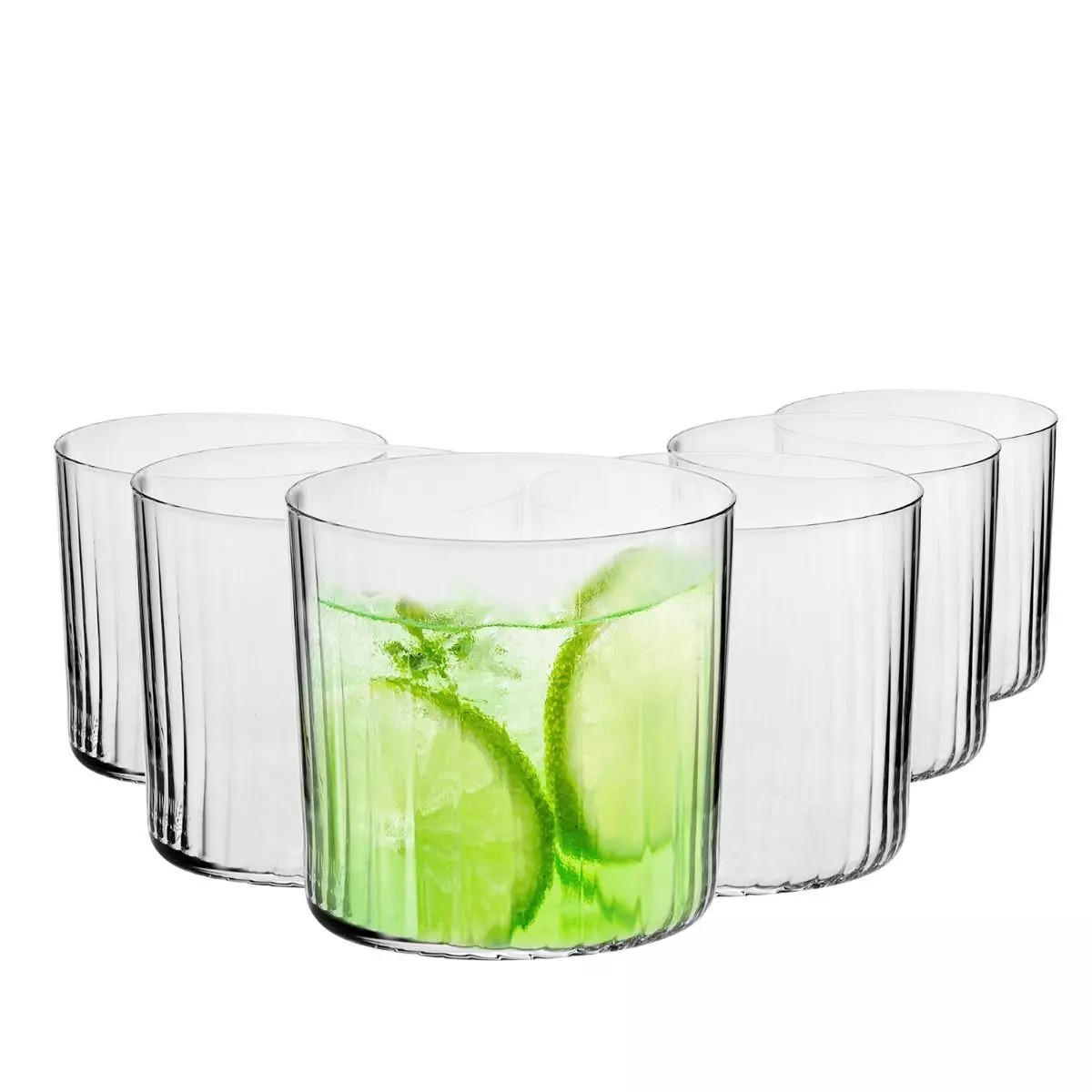 GLÄSER MIT VERTIKALOPTIK, 6er-Set, 410 ml - Transparent, Glas (0.41L)