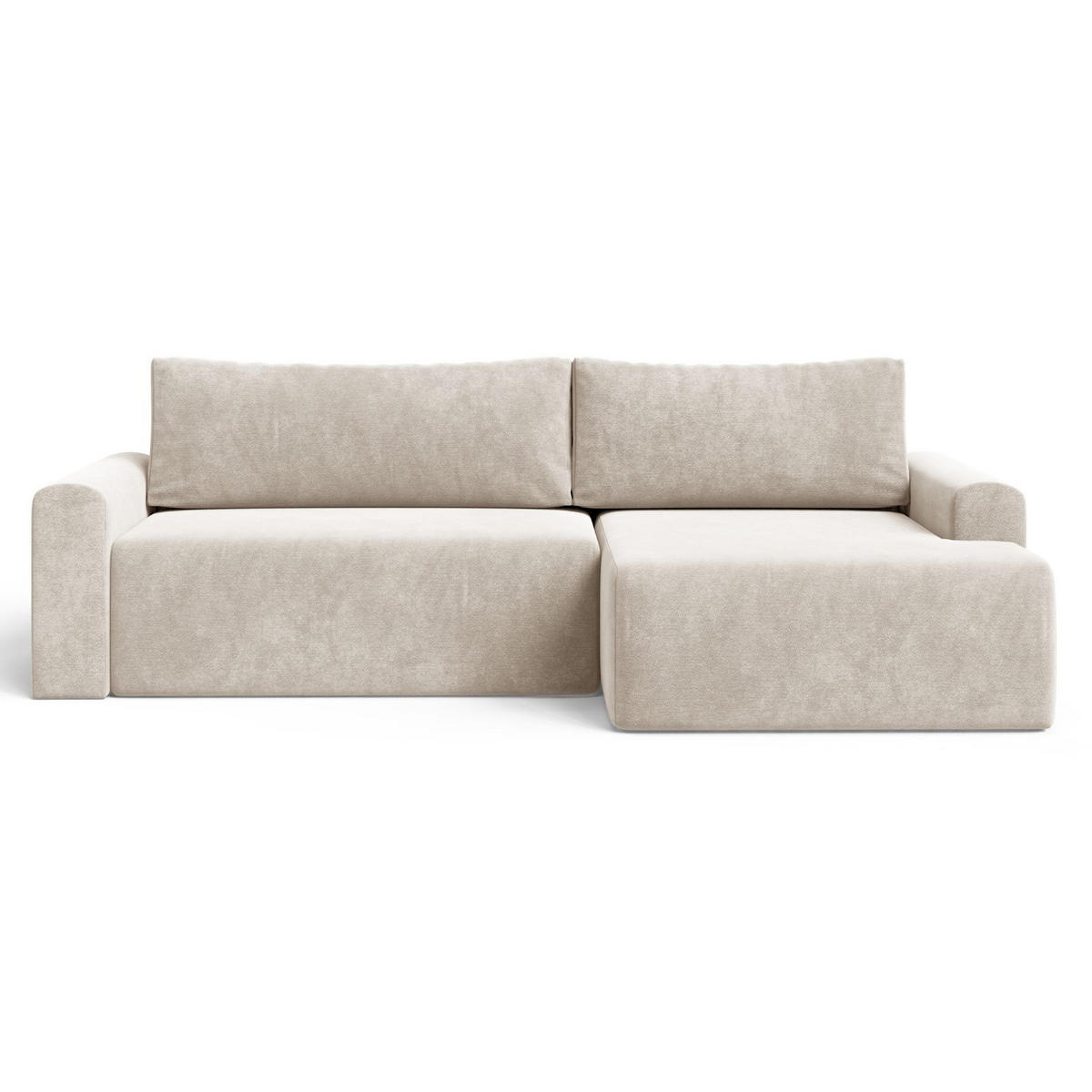 ECKSOFA MILO LARGE mit Schlaffunktion, Bettkasten und Cordbezug, Rechts - VIBE 08 - Beige, Holz (270/142cm) - Dekori_Interiors