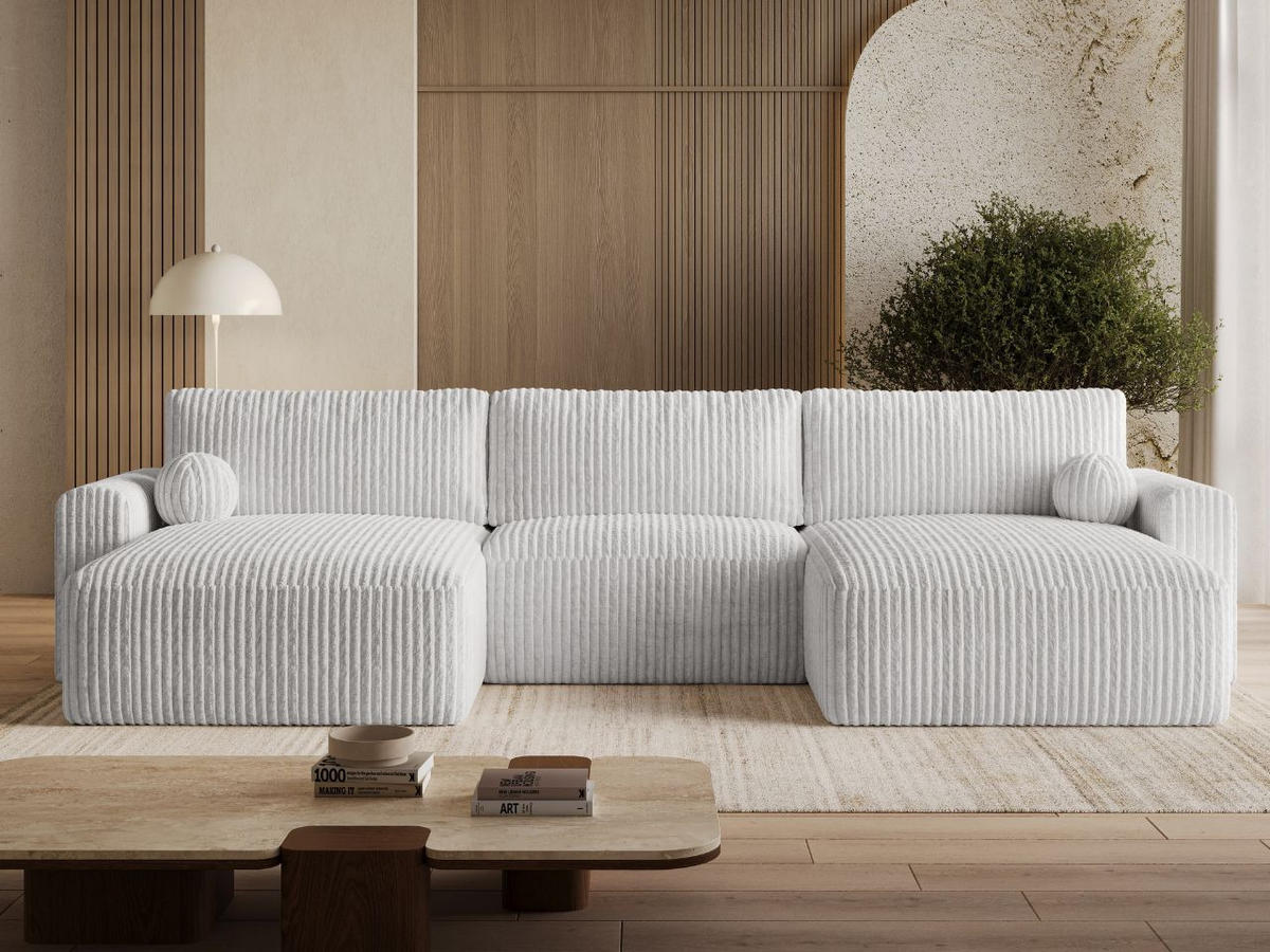 ECKSOFA U Aurora Grau - Grau, Holz/Textil (369/145cm) - Graingold