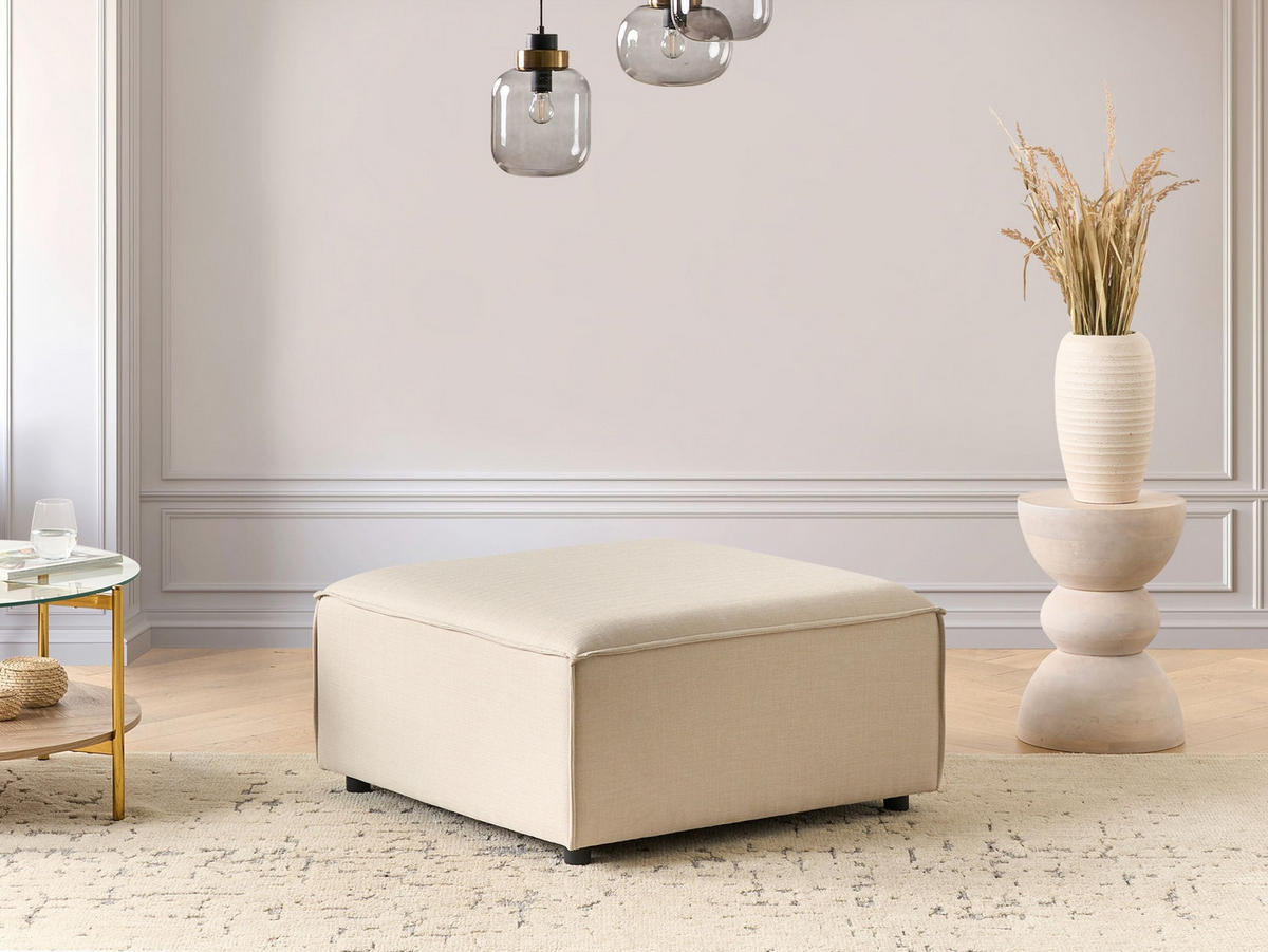 OTTOMANE Stoff Beige Ardal - Beige, Textil (86/45/86cm) - Beliani