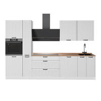 KÜCHENZEILE Fame-Line, Weiß Landhaus/Weiß, 310 cm, AP Eiche - Weiß, Holzwerkstoff (310/206.8/60cm) - Vicco