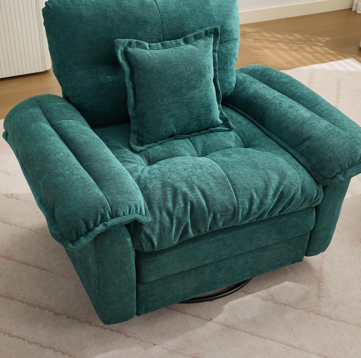 SESSEL mit 360°-Drehfunktion Oversized Chenille Green - Grün, Metall (84/96/116cm) - Meubliv