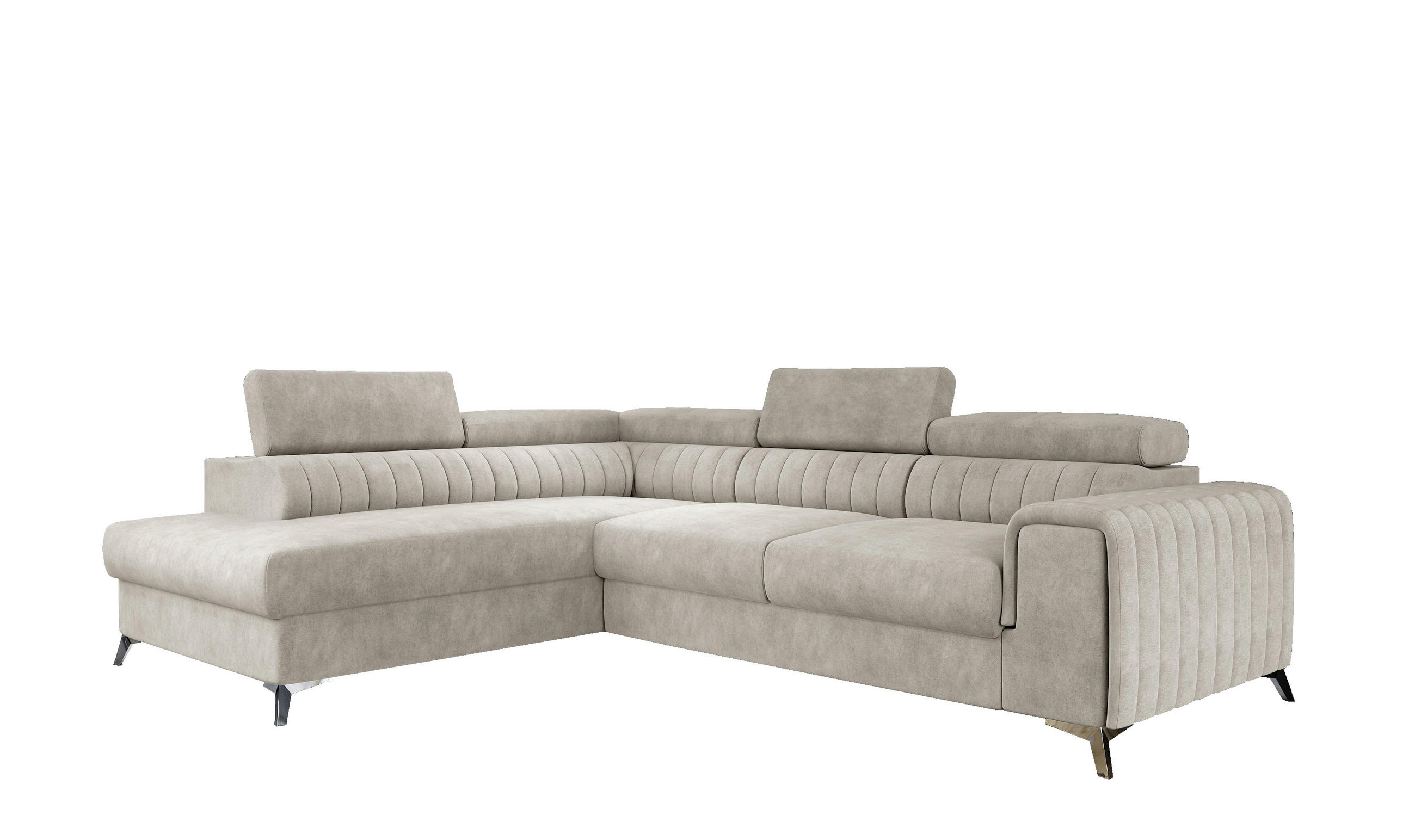 ECKSOFA - OLIVIER (Links, Hellbeige) - Creme, Textil (275/205cm) - Möblo