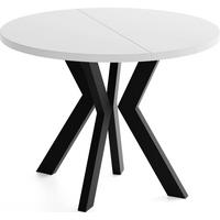 ESSTISCH Savio rund ausziehbar verlängerbar, Weiß 80-130/80/77 cm - Schwarz/Weiß, Holz/Holzwerkstoff (80/80/77cm) - WFL GROUP
