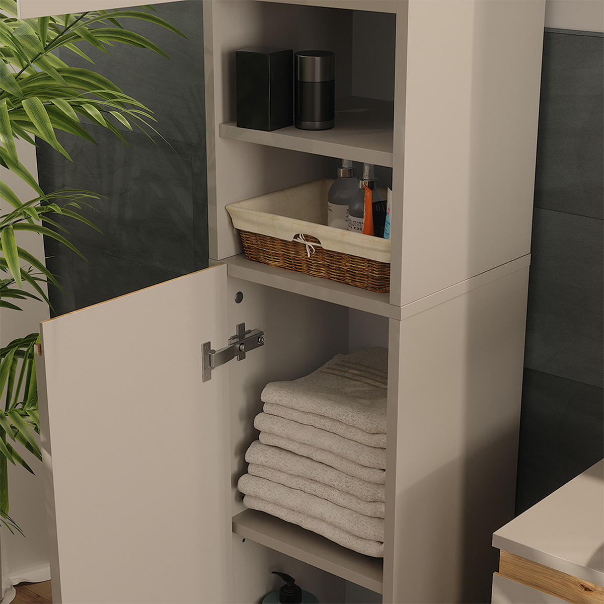 KOUPELNOVÁ SKŘÍŇKA J-Shape Kašmír/Řemeselné - kašmírová/světle šedá, kompozitní dřevo (30.2/190/30.4cm) - Vicco