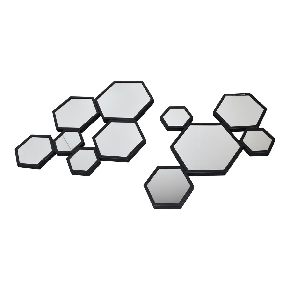 WANDSPIEGEL Hexa Schwarz - Schwarz, Metall (70/120/4cm) - LOFT42