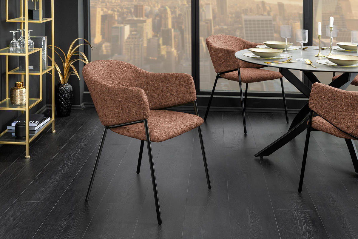 STUHL NOBLESSE Chenille Braun 80 cm - Schwarz/Braun, Textil/Metall (54/77/62cm) - riess-ambiente