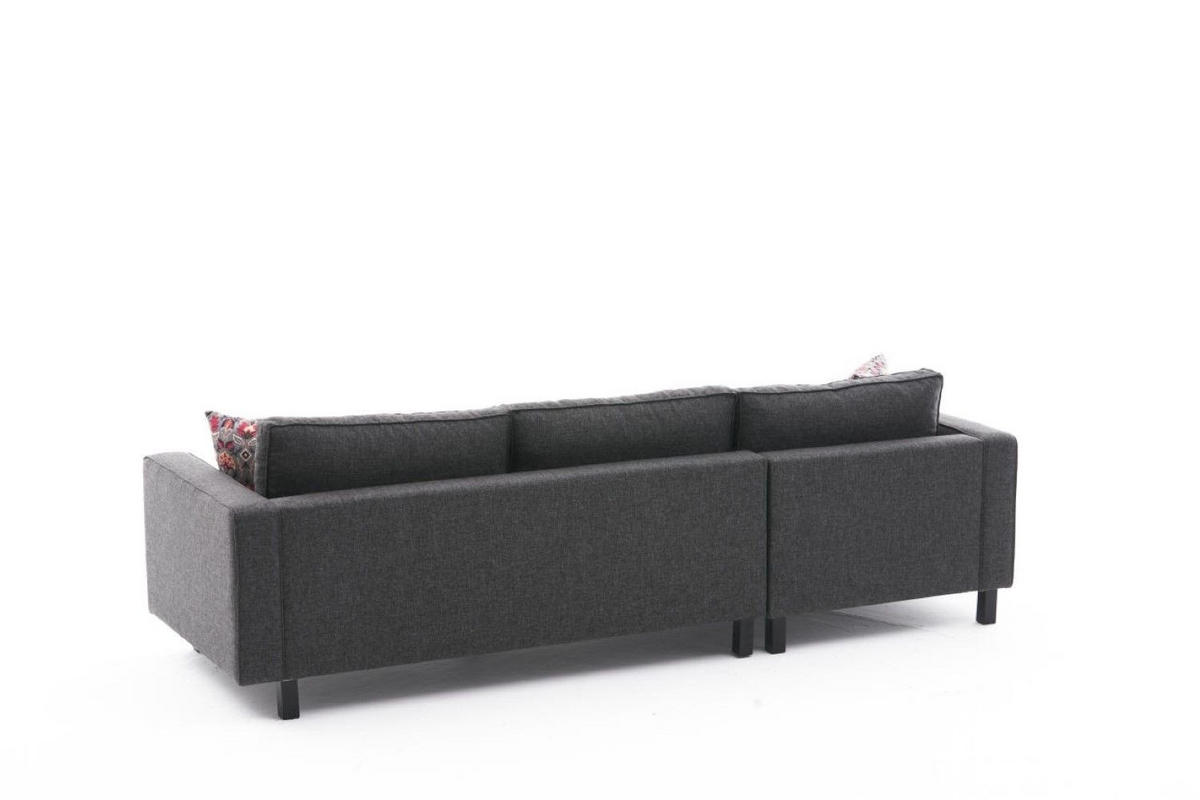 ECKSOFA schlichte Eleganz, lose Rückenkissen - Anthrazit/Schwarz, Holz/Buchenholz (258/258cm) - myHomelando