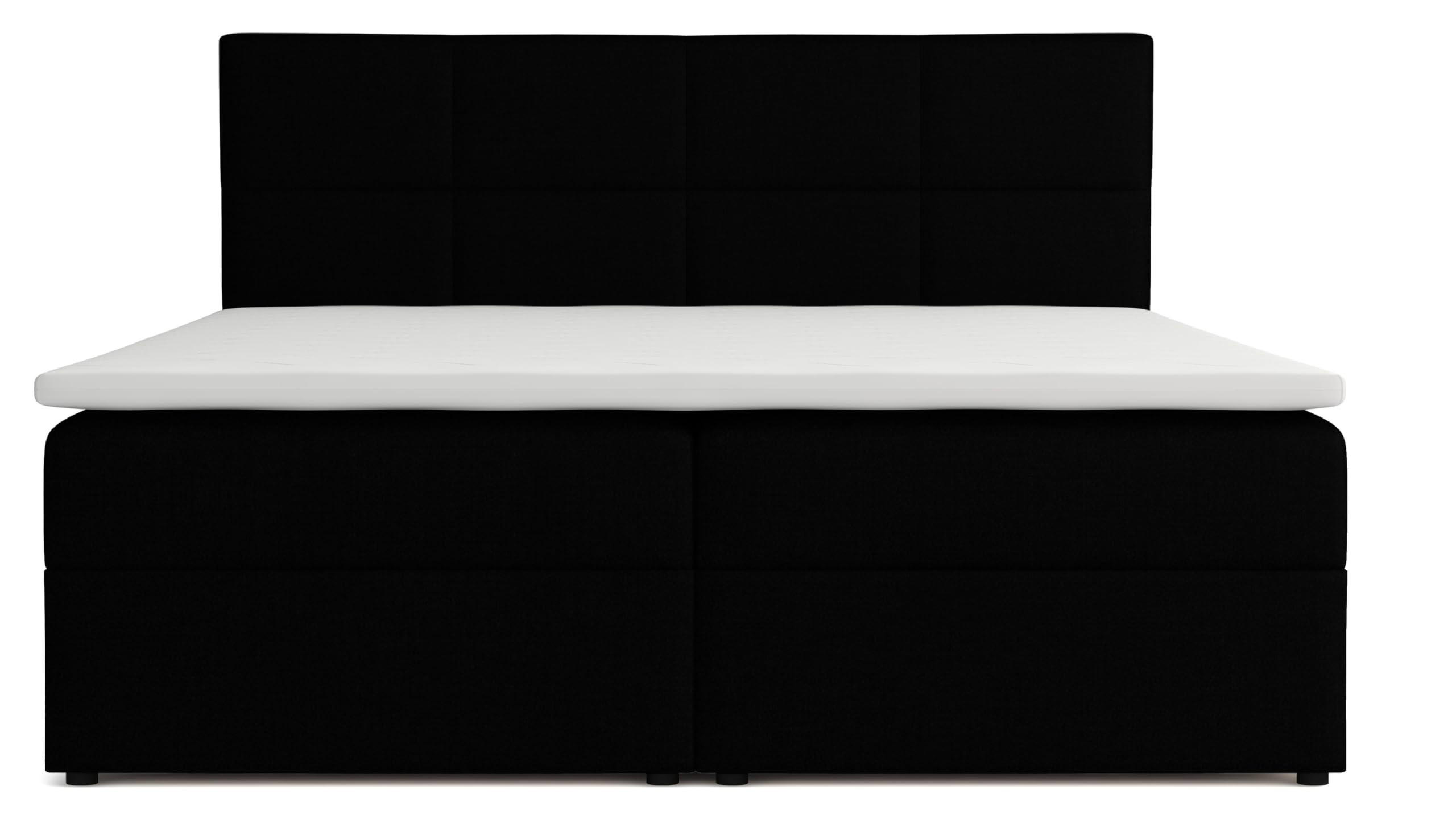 BOXBETT Betty mit Bettkästen und Matratze H2/H3 180 x 200 cm - Schwarz, Holzwerkstoff (180/200cm) - VENASI MÖBEL