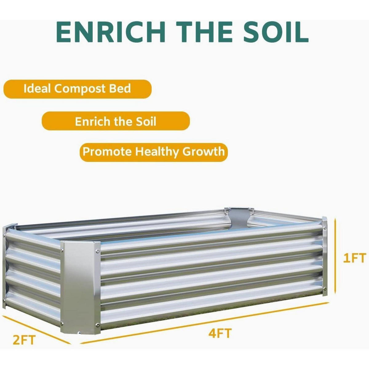 HOCHBEET-SET Metall Silber 120 x 60 x 30 cm - Silberfarben, Metall (60/30/120cm)