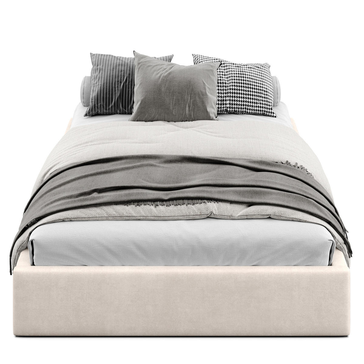 POLSTERBETT 140x200cm Bett mit Stauraum Lattenrost Creme - Creme, Holz/Holzwerkstoff (140/200cm) - Muralo