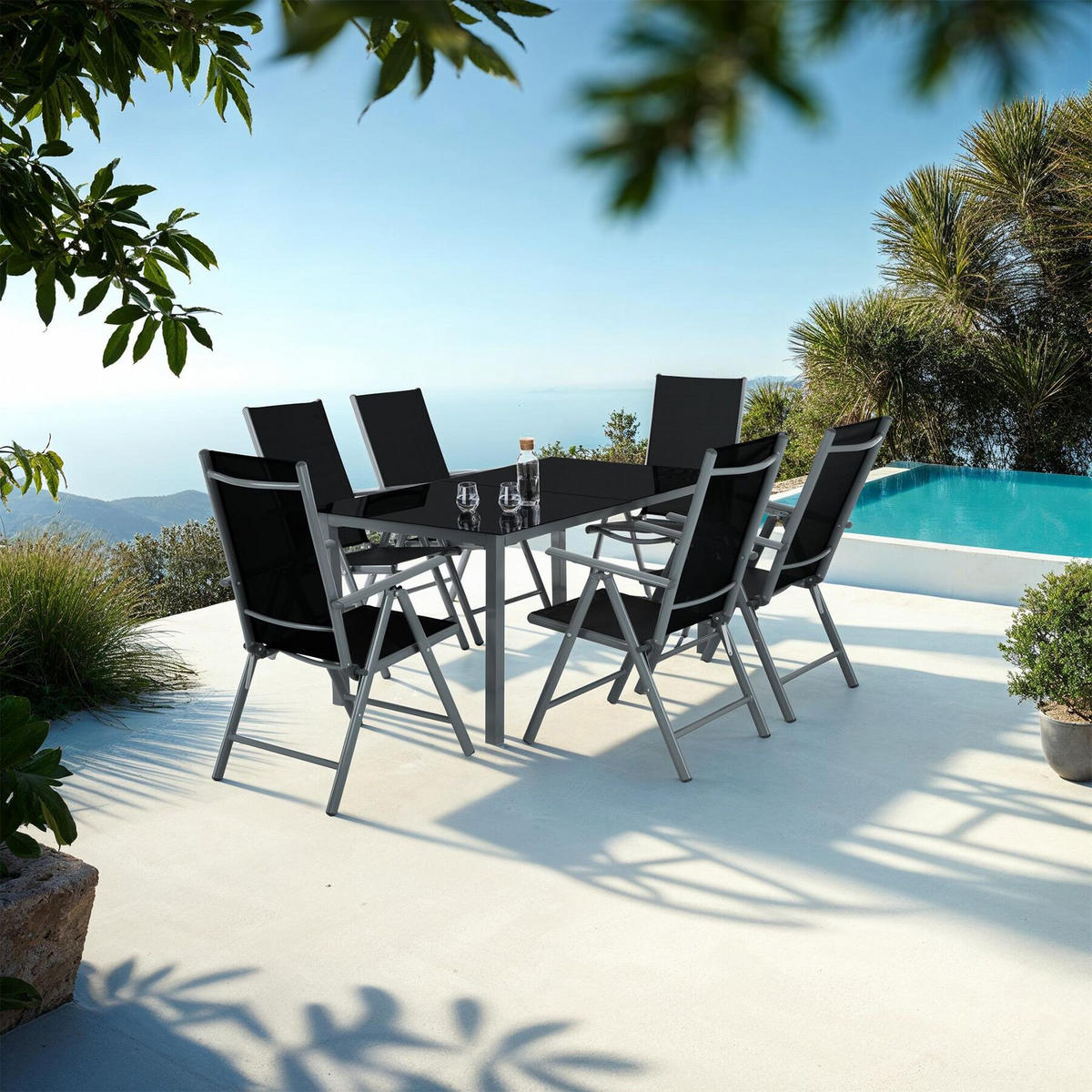 GARTENSTUHL 2er Set Marilena,67 x 56 x 105 cm,anthrazit - Anthrazit, Metall (56/105/67cm) - tectake