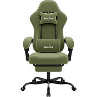 GAMING Stuhl mit Fußstütze Grün - Grün, Textil (62/130/49cm)