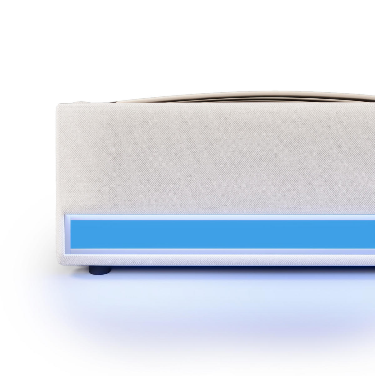 ČALÚNENÁ posteľ z ľanu a MDF 140x200 cm béžová s LED osvetlením, USB a USB-C, hydraulickým úložným priestorom - béžová, textil (140/200cm) - Modfu