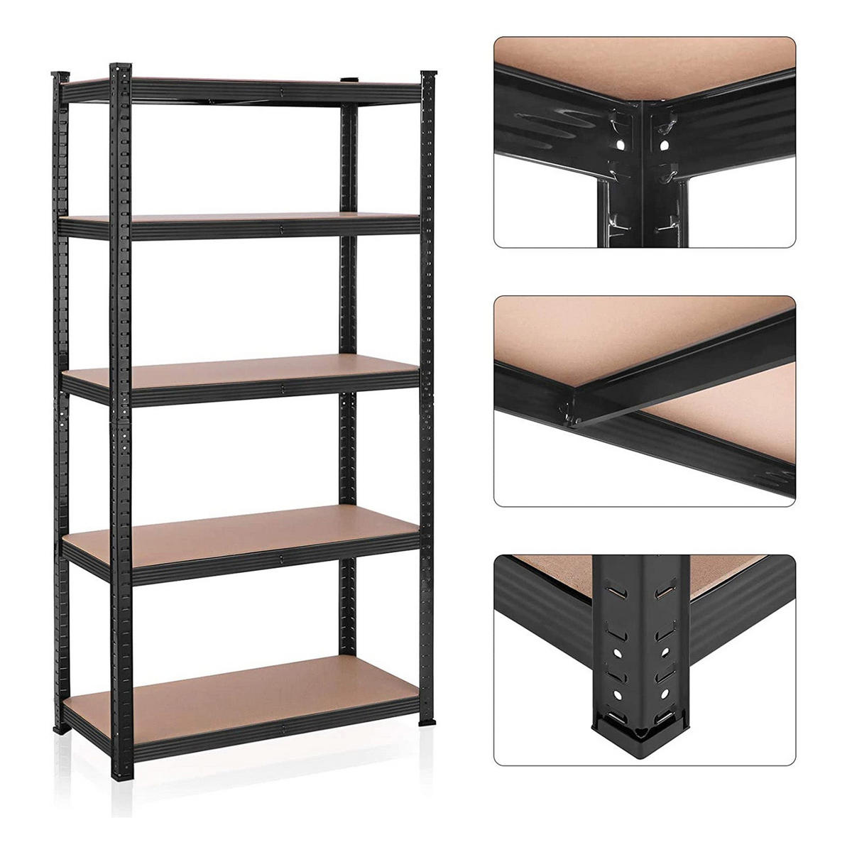 STANDREGAL 2ER-SET - Schwarz, Metall (90/180/40cm) - Hansiro