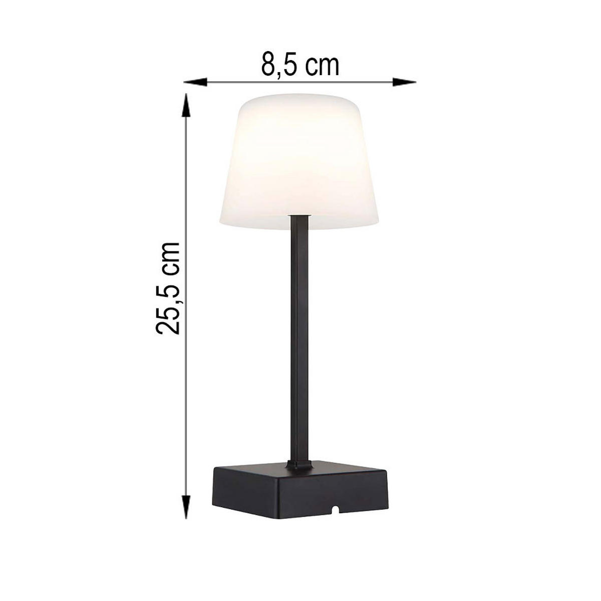 TISCHLEUCHTE XAYDEN Aluminium Schwarz, LED, Akku, 3er Set - Schwarz, Metall (8.5/8.5/25.5cm) - Globo Lighting