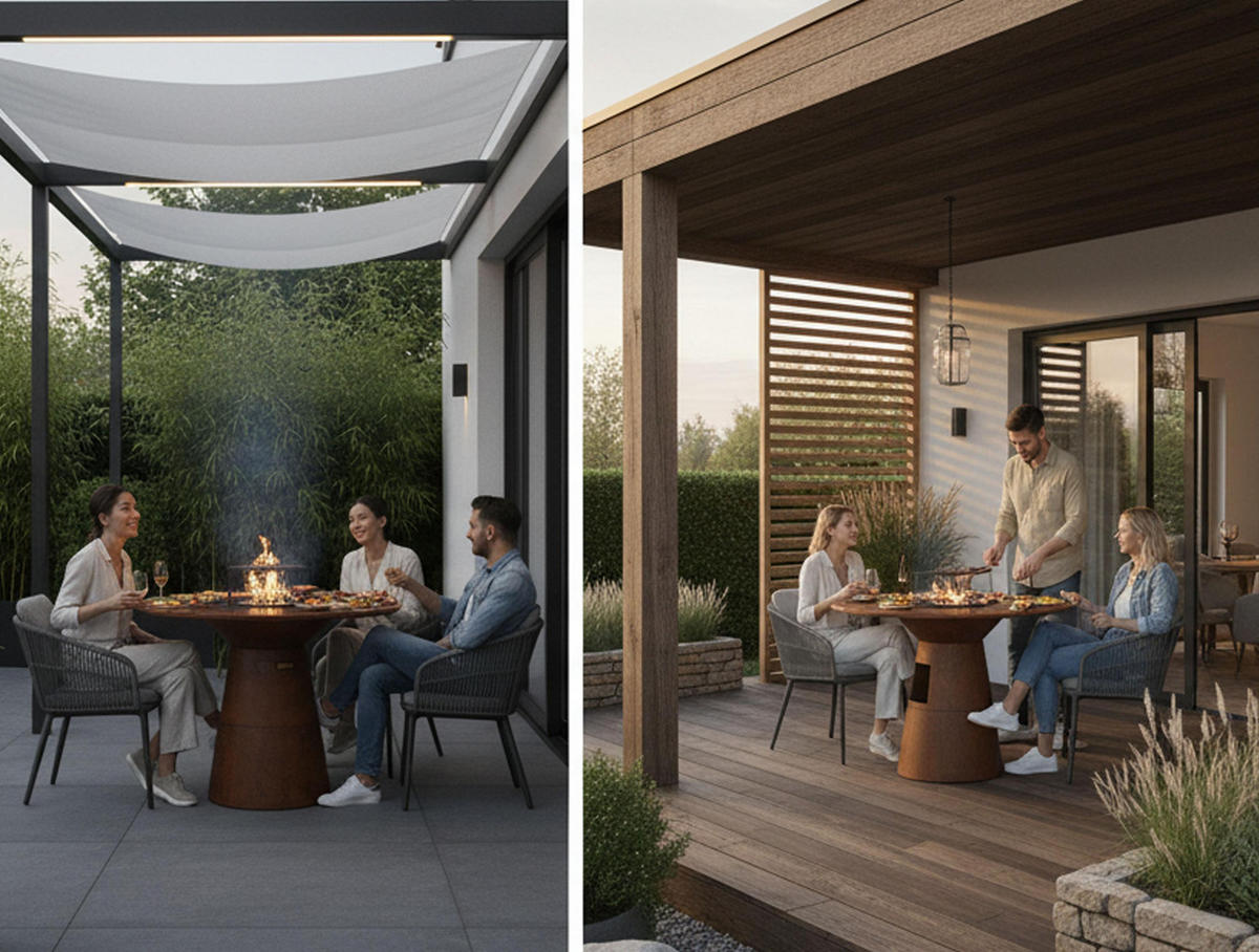 HOLZKOHLEGRILL Feuerschale Braun inkl. Schutzhülle - Braun, Metall (121/105/121cm) - Purline