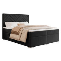 BOXBETT NEREA 160/200 cm mit Matratze und Topper, Schwarz - Schwarz, Textil (160/200cm) - Idohome