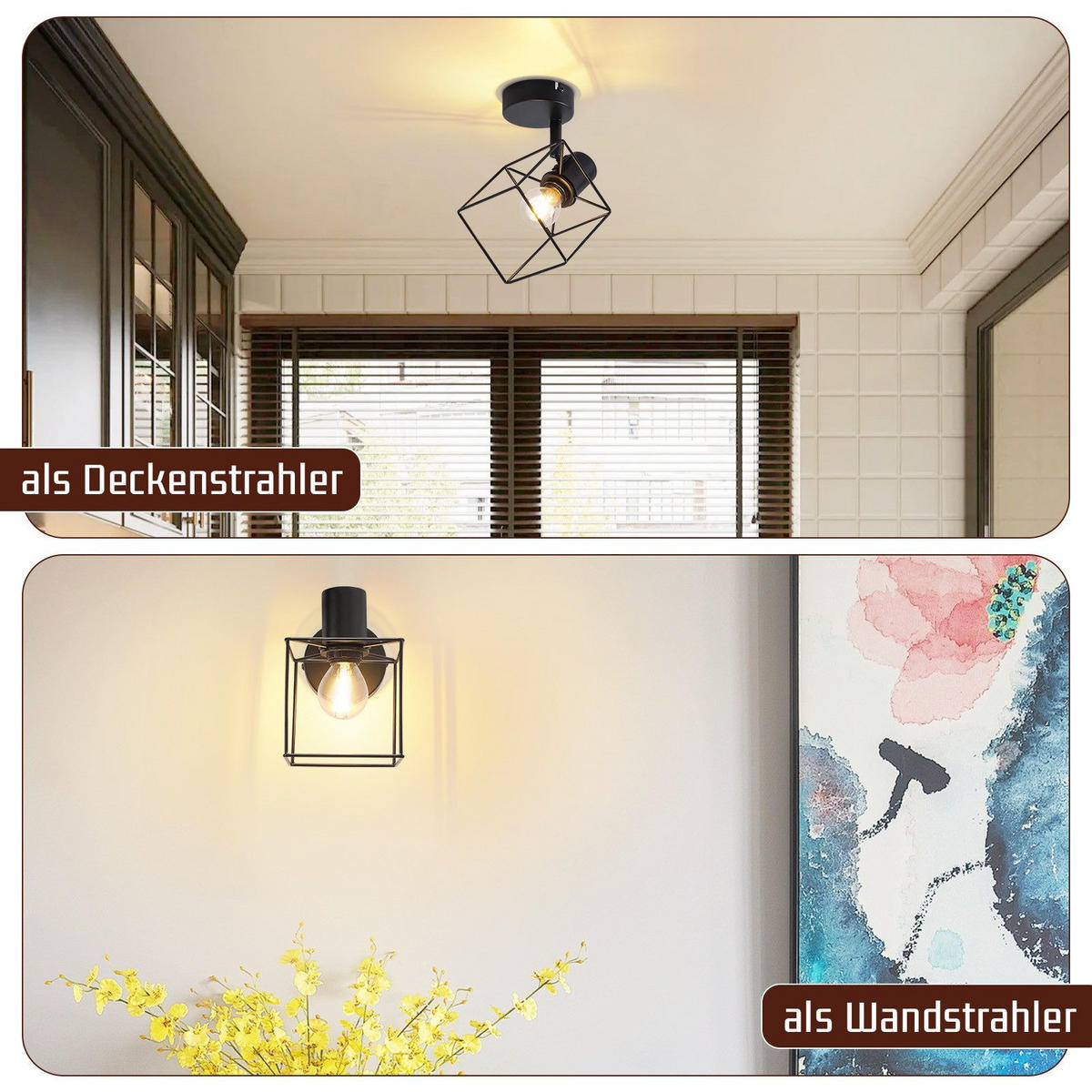 STRAHLER Fürth 1-flammig 10/10/15 cm - Schwarz, Metall (10/10/15cm) - Nettlife
