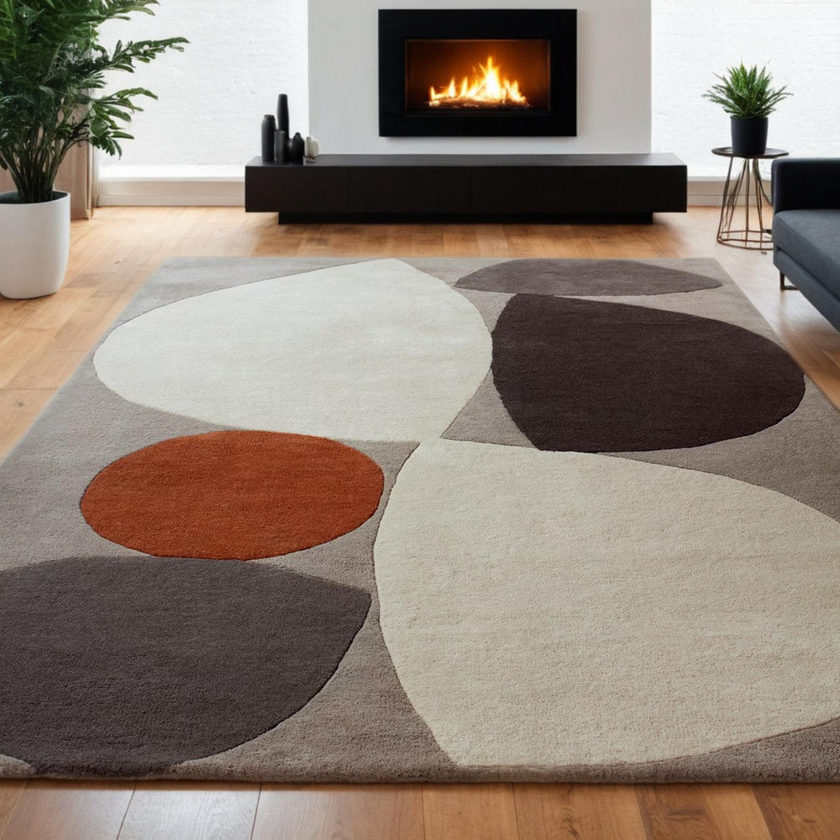 TEPPICH Wolle handgetuftet abstrakt Mid-Century ELAN-Mouzon, Silbergrau 120x170 cm - Silberfarben, Textil (120/170cm) - KADIMA DESIGN