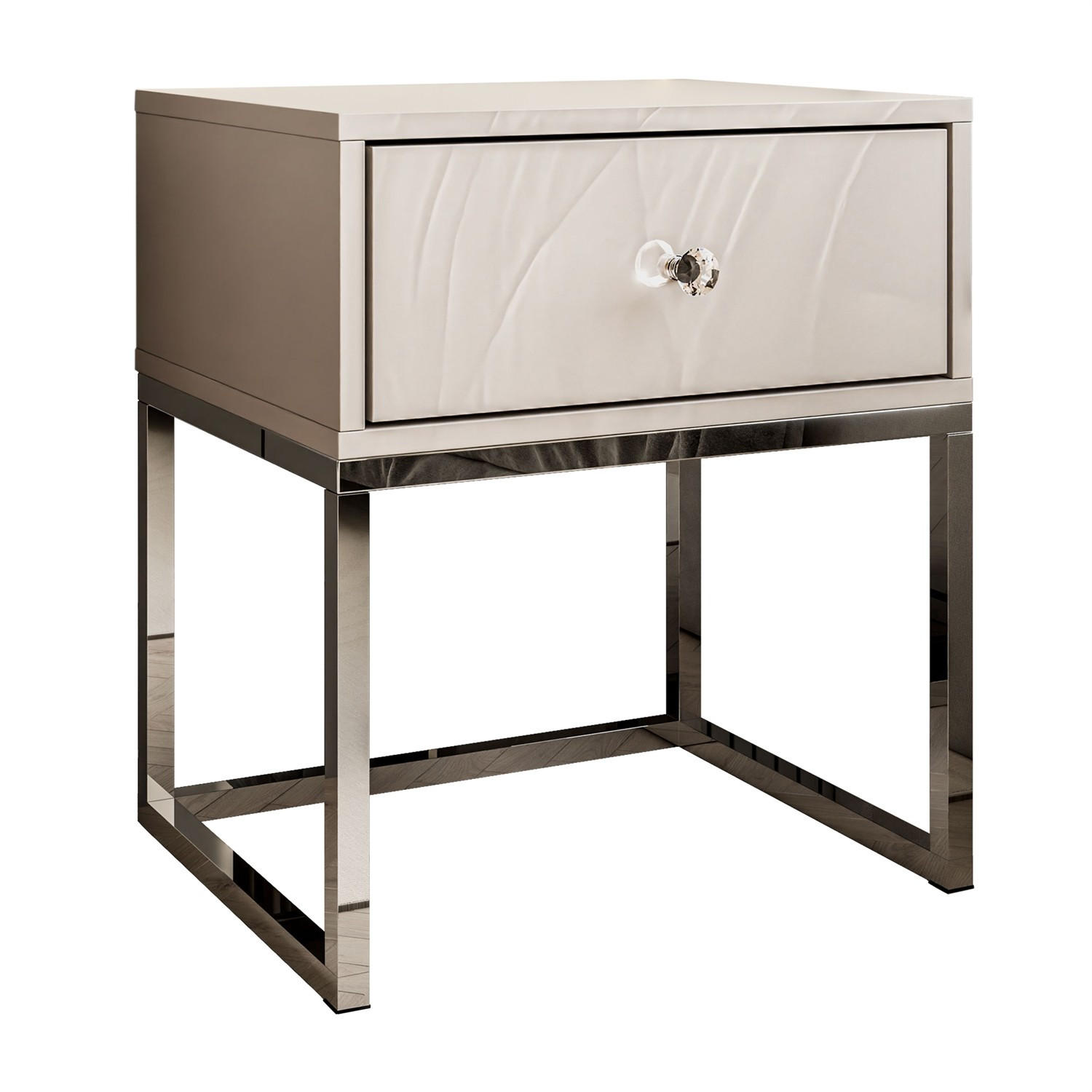 Nachttisch BLANCO KASZMIR auf verchromtem Gestell kaschmir/chrom - Chromfarben, Holzwerkstoff (45/52/37cm) - Lookway