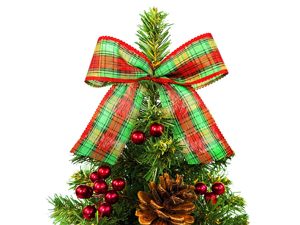 WEIHNACHTSBAUM künstlicher 25 cm, TINY 8, mit 27-teiligem Weihnachtsbaumschmuck, inkl. Metallständer und Aufbewahrungsbox - Rot/Braun, Kunststoff/Stein (18/25cm) - LAALU