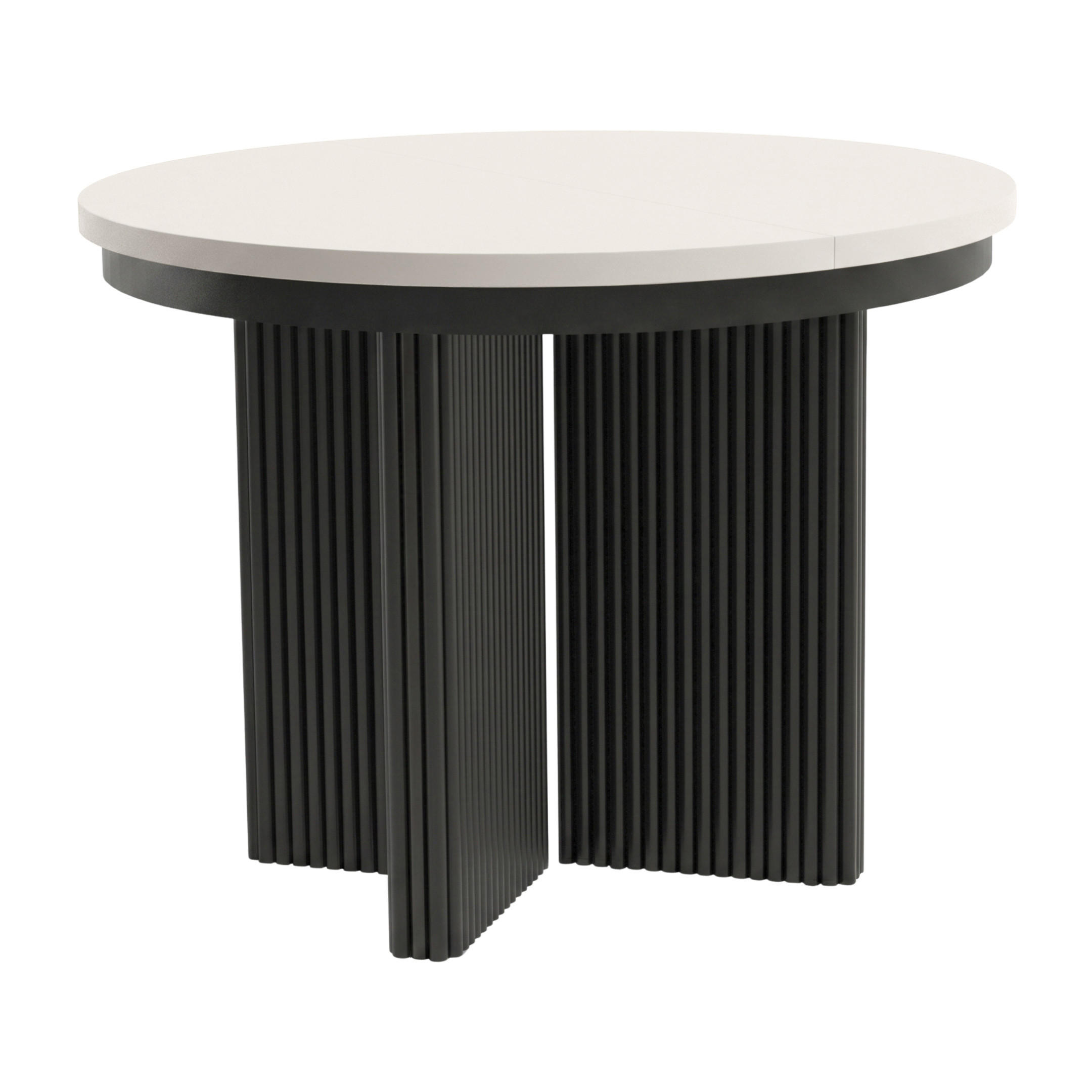 ESSTISCH Prestige runder Design-Tisch, ausziehbar Ø 100–180 cm, Kaschmir+Schwarz - Kaschmir/Schwarz, Metall (100/100/77cm) - Beautysofa
