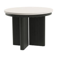 JÍDELNÍ STŮL Prestige, kulatý designový stůl, rozkládací Ø 100–180 cm, kašmír + černá - černá/kašmírová, kov (100/100/77cm) - Beautysofa