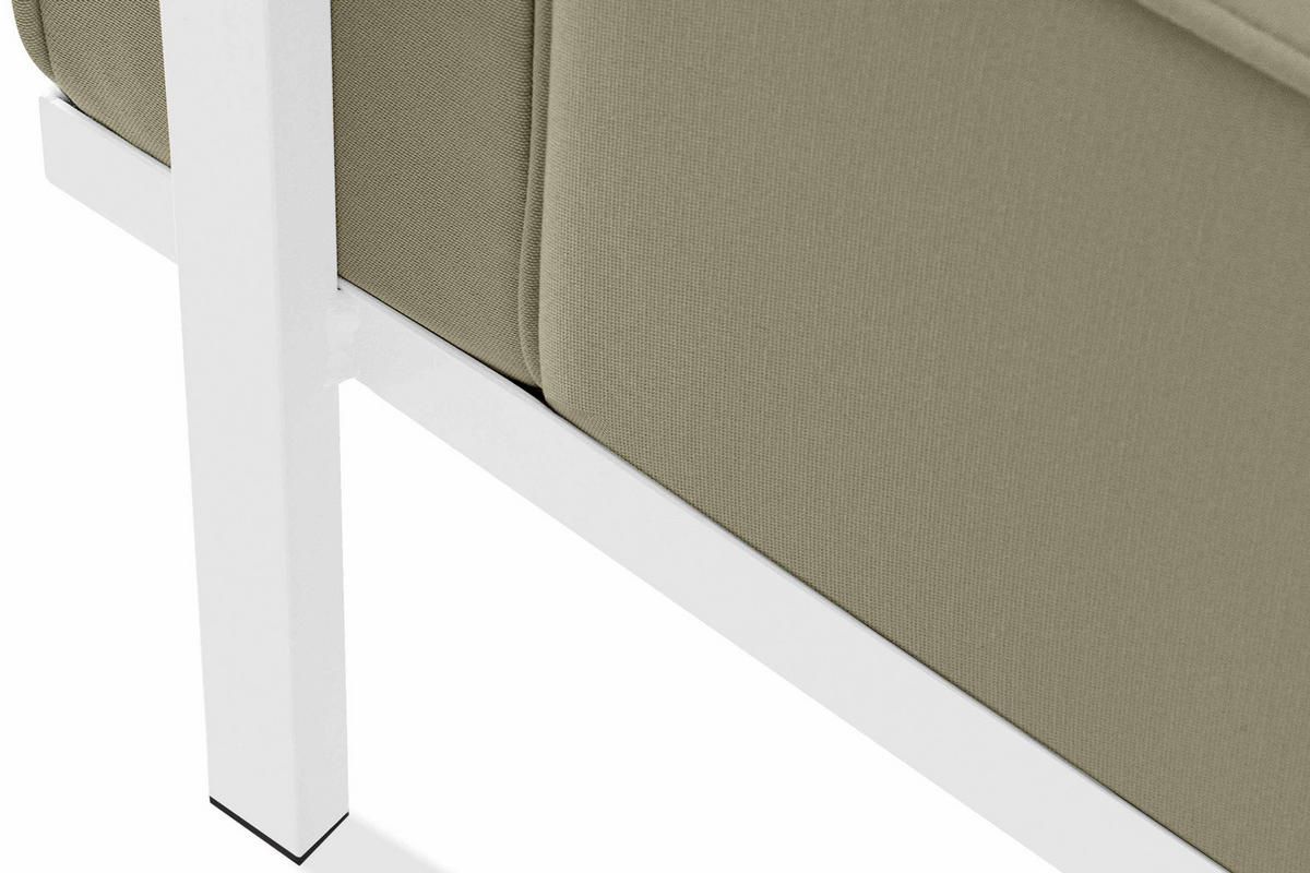 GARTENSOFA TRIGLO 2-Personen, Stahlrahmen, Modern, Weiß/Beige - Beige/Weiß, Textil/Metall (164/70/69cm) - KONSIMO®