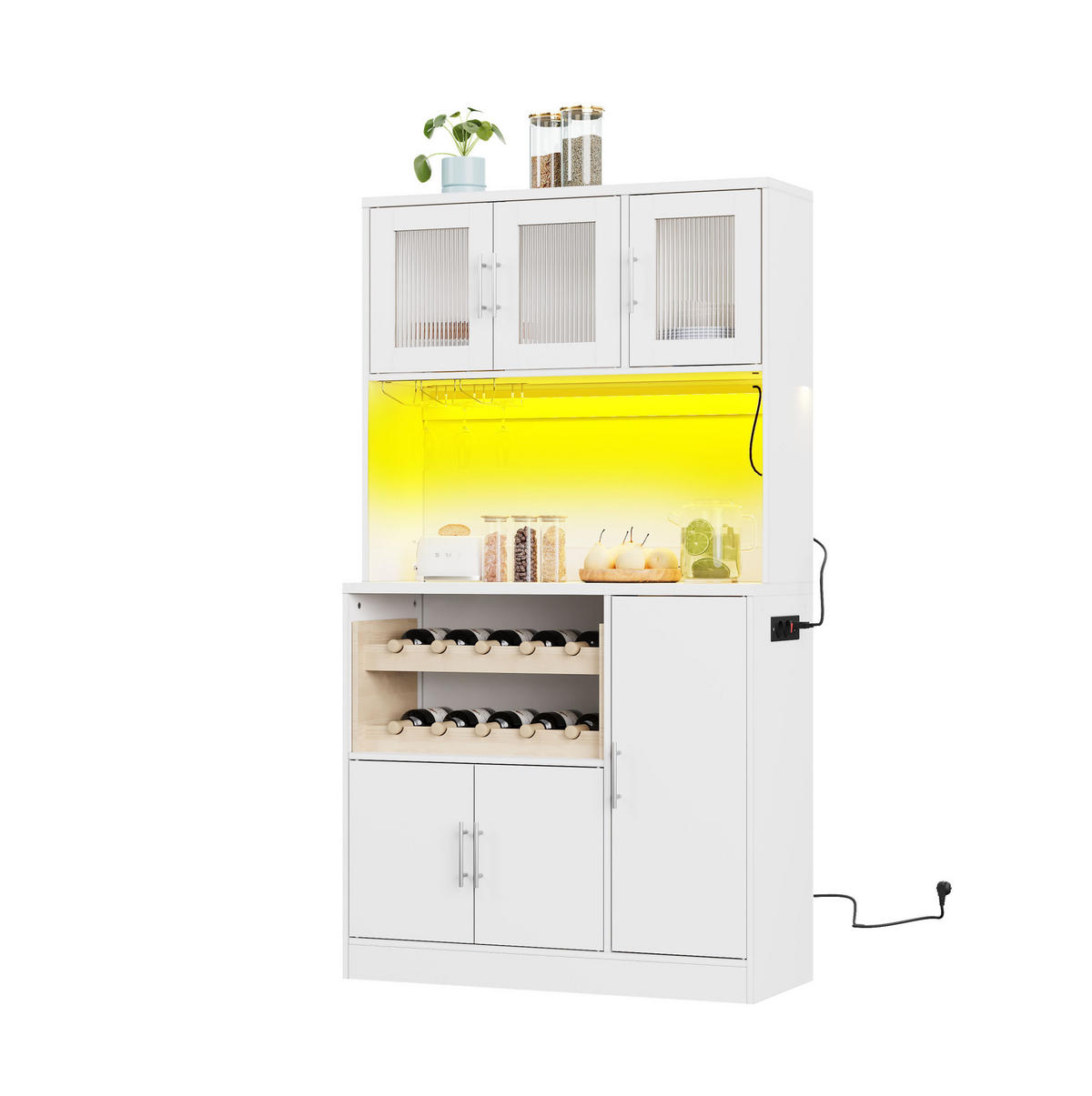 BUFFET 100/40/180 cm aus MDF mit RGB-LED und Steckdosenleiste Weiß - Weiß, Holzwerkstoff (100/180/40cm) - Modenvie