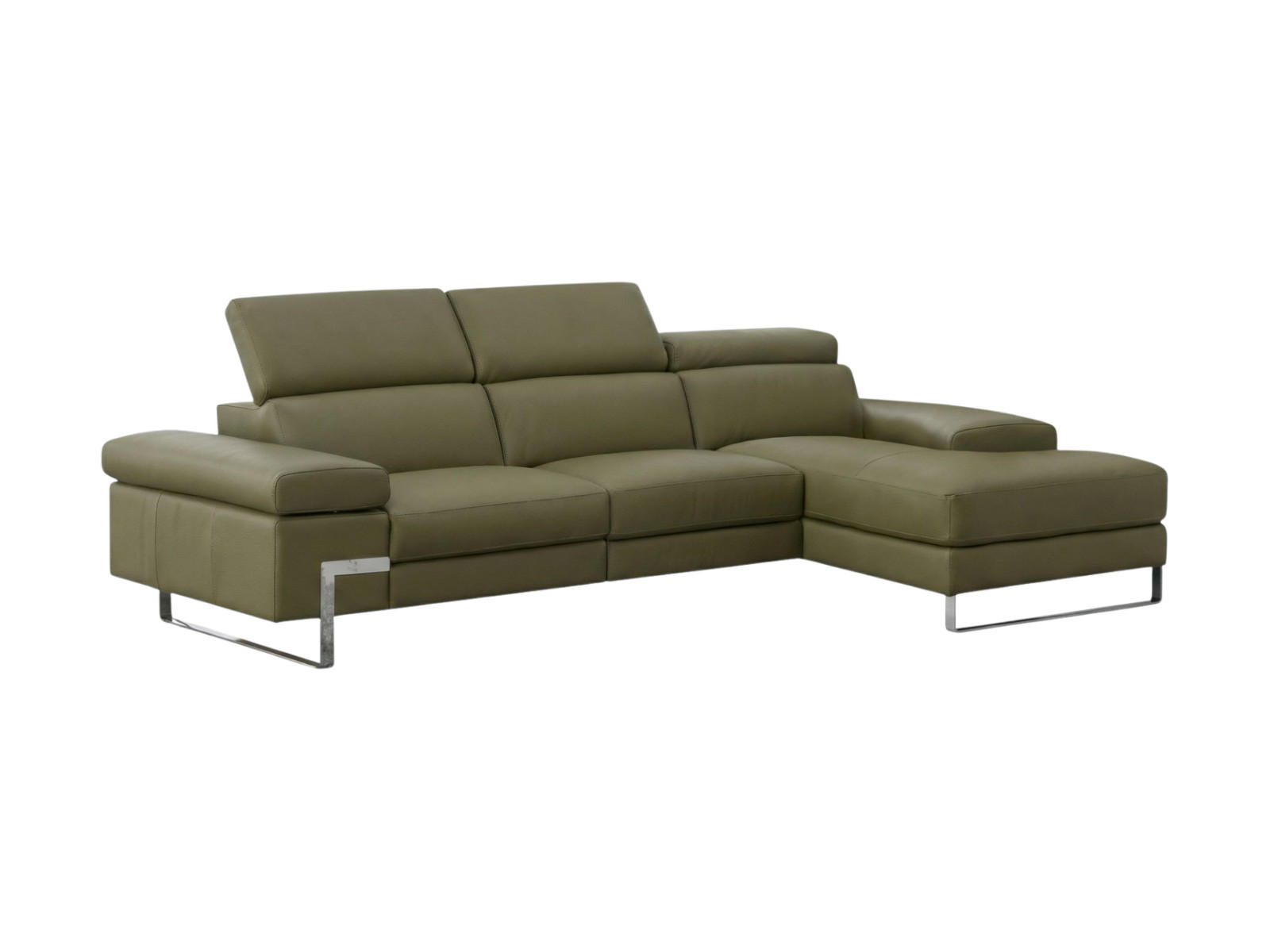 ECKSOFA Lete Echtleder Olivgrün - Olivgrün, Leder/Metall (160/232cm)