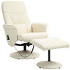 RELAXSESSEL mit Fußhocker, Fernbedienung, Kunstleder, Cremeweiß - Weiß, Metall (76/105/81cm) - HOMCOM