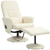 RELAXSESSEL mit Fußhocker, Fernbedienung, Kunstleder, Cremeweiß - Weiß, Metall (76/105/81cm) - HOMCOM