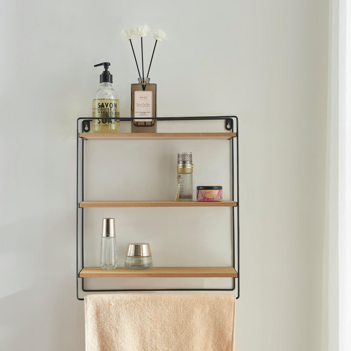 WANDREGAL Skovbo - Schwarz/Braun, Holzwerkstoff/Metall (37.5/43/11cm) - [en.casa]