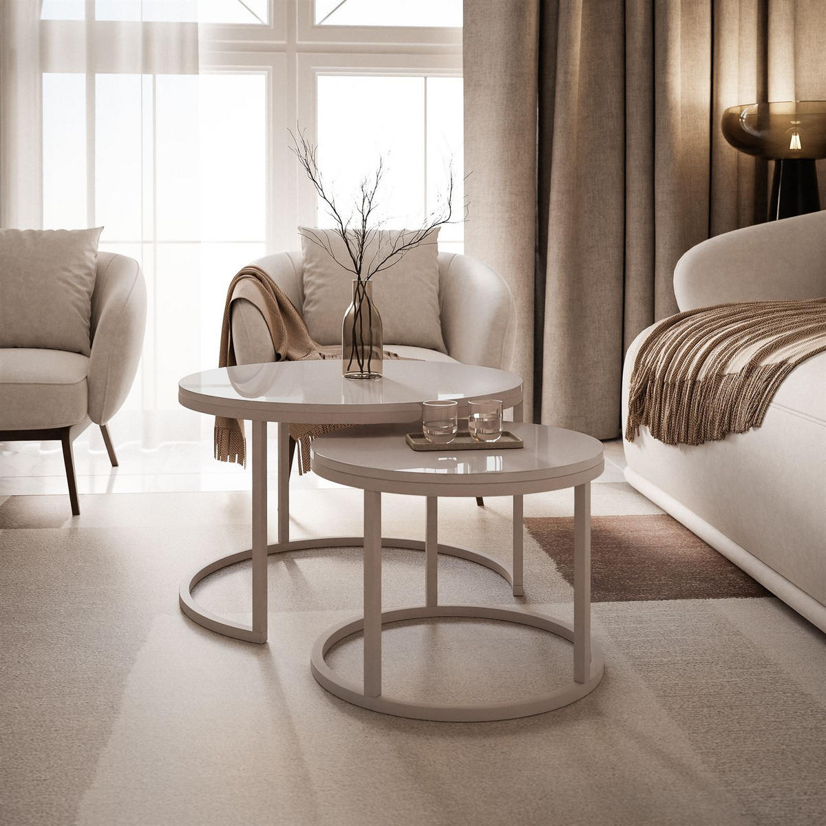 COUCHTISCH CIRI 2-in-1 KASCHMIR - Beige, Holzwerkstoff (70/70/48cm) - Lookway