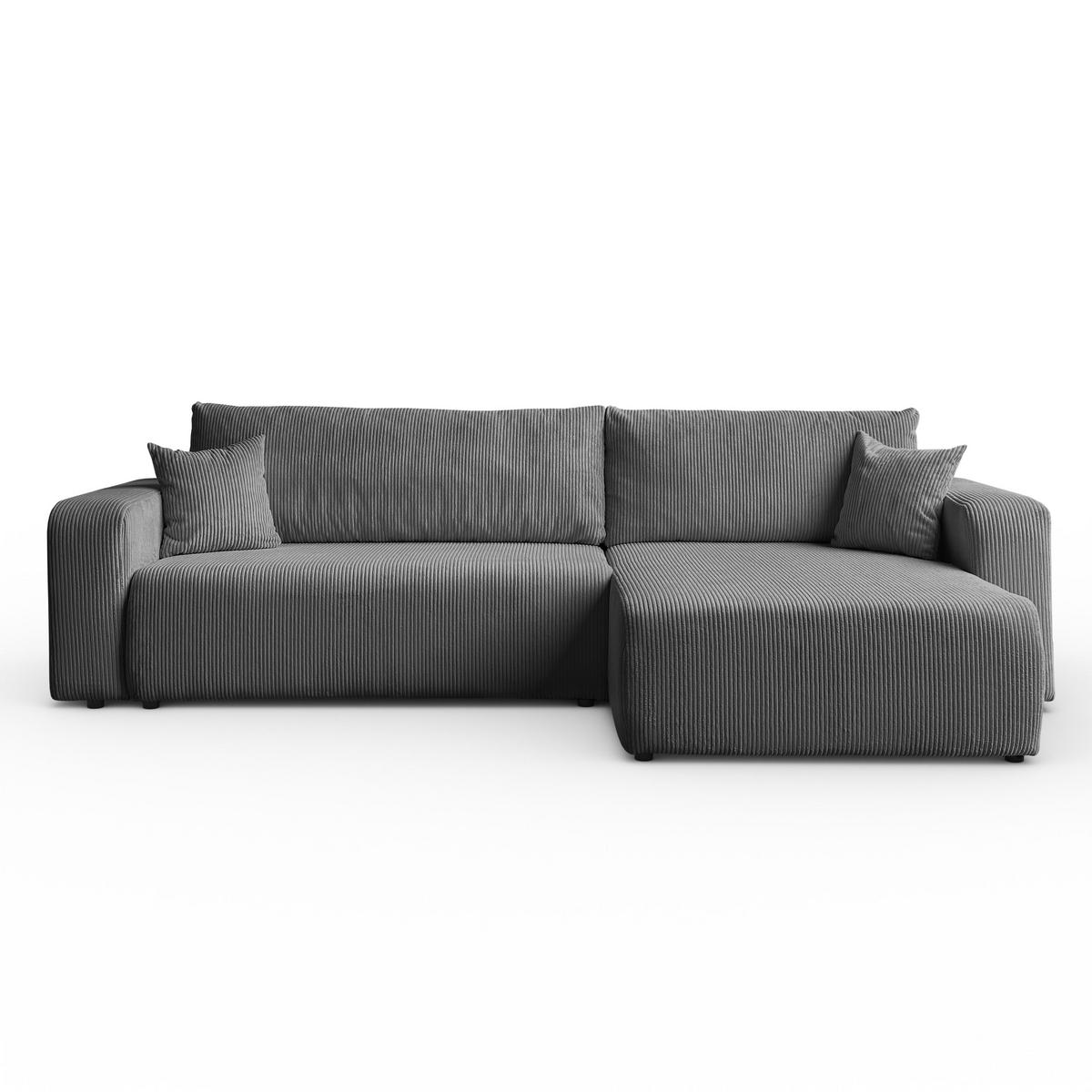 ECKSOFA Sofia in L-Form 277 x 143 cm Schlaffunktion Bettkasten Couch Cord universale Seite, dunkelgrau - Dunkelgrau, Kunststoff (143/83/277cm) - Margaret Hadas24