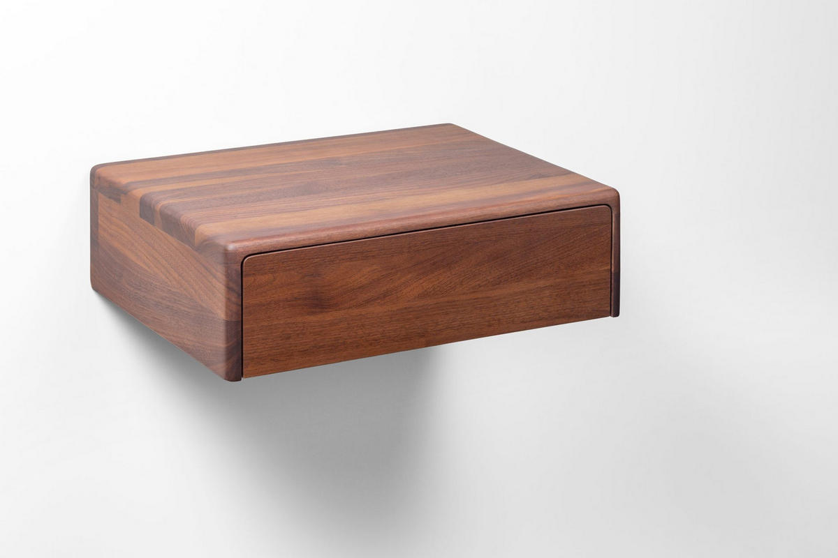 NACHTTISCH Frank, Nussbaum massiv - Braun, Holz (40/12/30cm) - WOODEK