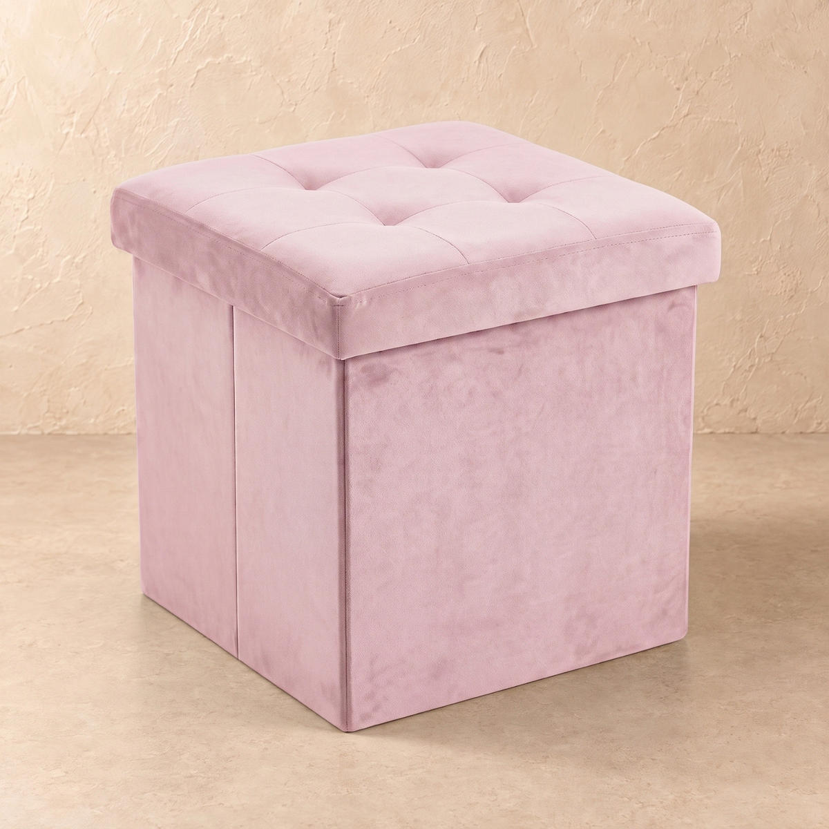 HOCKER mit Stauraum 38/38/38 cm - Rosa, Textil (38/38/38cm) - SCENA LIVING