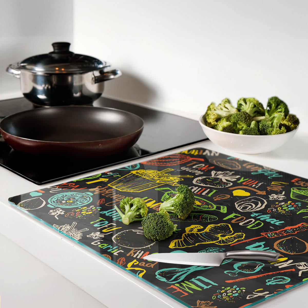 GLASPLATTE 60x52 cm Thailändisches Essen - Multicolor, Glas (60/0.4/52cm) - TULUP