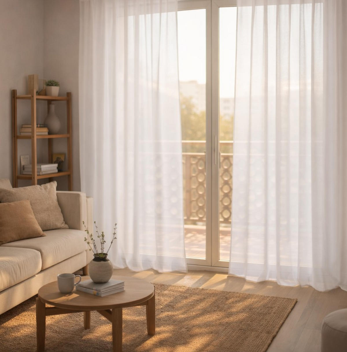 VORHANG MIT KRÄUSELBAND, lichtdurchlässig, Farbe Weiß, 300X300 - Weiß, Kunststoff (300/300cm) - STORESDECO