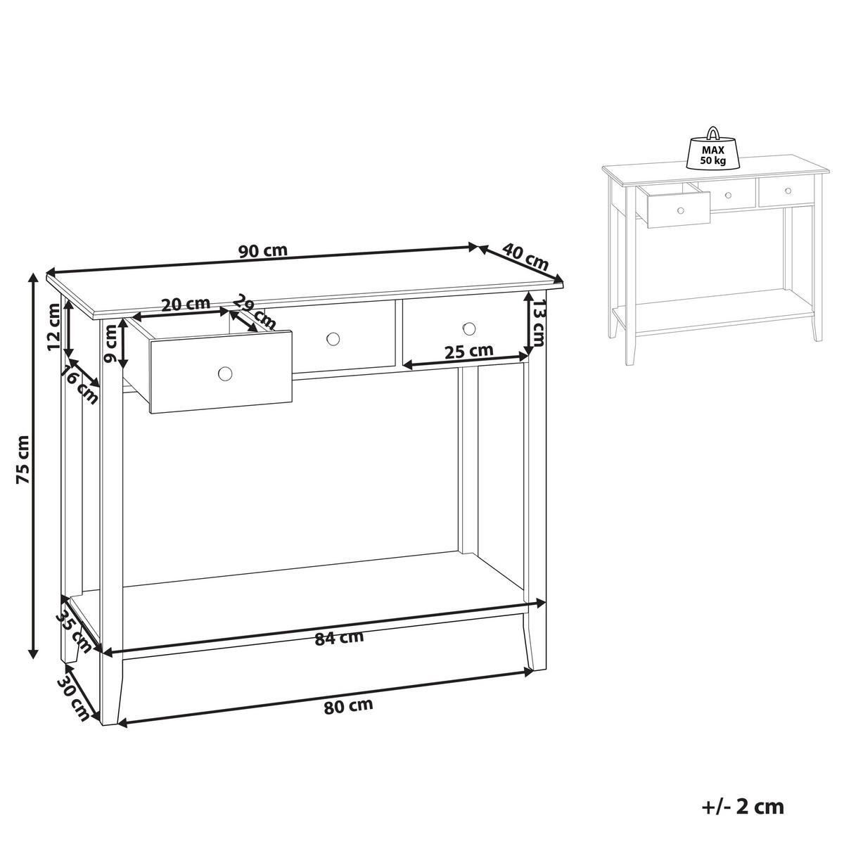 KONSOLENTISCH weiß mit 3 Schubladen Galva - Weiß, Holzwerkstoff (40/90/75cm) - Beliani
