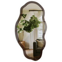 SPIEGEL 90x45 cm asymmetrisch mit Druck - Dunkles Holz - Transparent, Glas (45/90/0.4cm) - TULUP