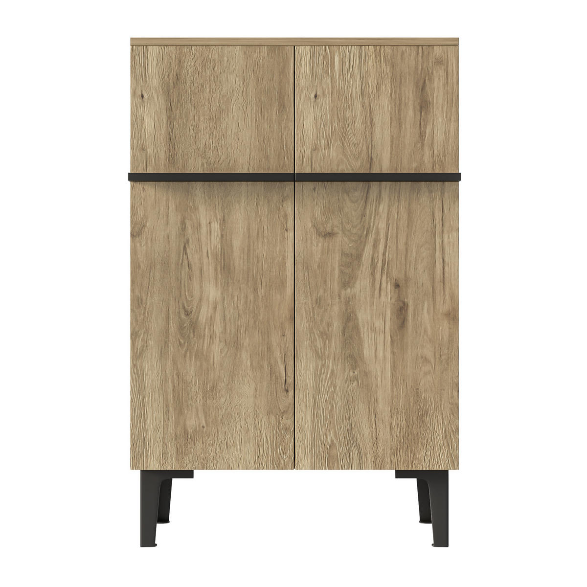 SCHUHSCHRANK 60/34,5/95 cm mit 2 Türen, platzsparend in Holzoptik und Schwarz - Schwarz, Holzwerkstoff (60/95/34.5cm) - BEAOK