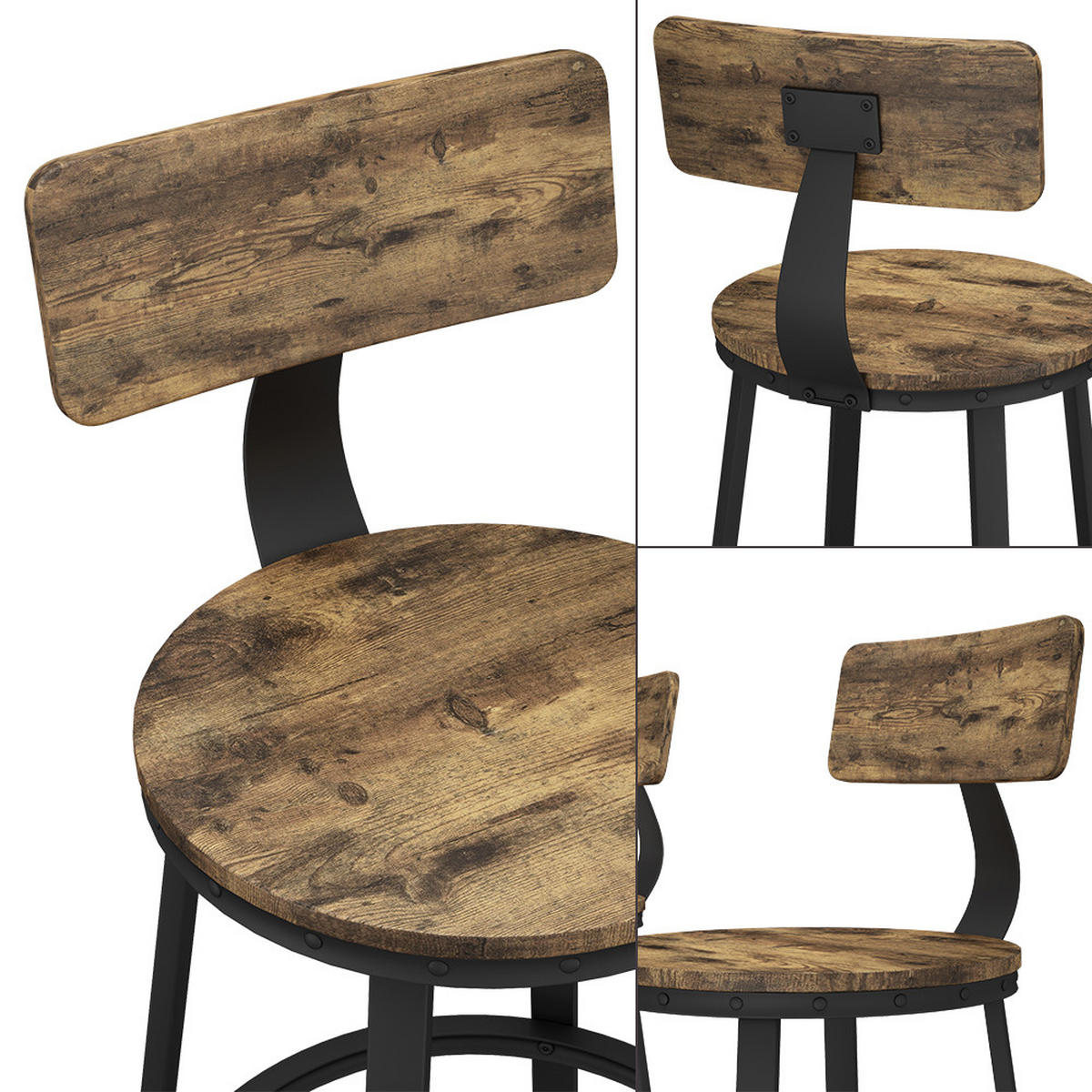 BARHOCKER Caracas Eiche rustikal 34 x 102 cm 2er Set - Wildeiche/Schwarz, Holzwerkstoff (34/102/55cm) - Vicco