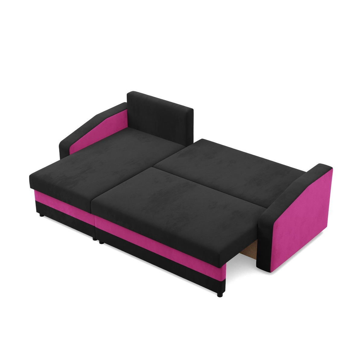 ECKSOFA MIT SCHLAFFUNKTION ORION, Schwarz + Rosa - Pink/Schwarz, Textil (231/140cm)