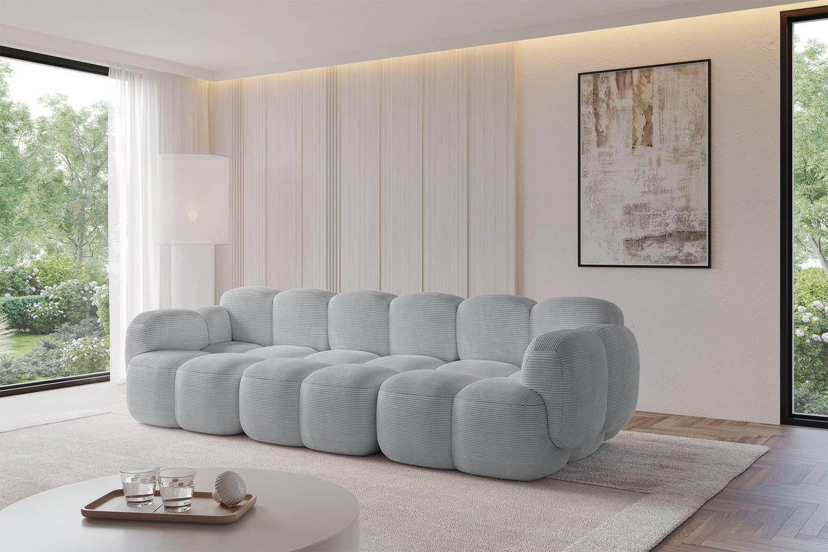 3-SITZER modulares Sofa Miko-S2 300x118x75 cm Grau Cord - Anthrazit/Schwarz, Holzwerkstoff/Kunststoff (300/75/118cm) - ALTDECOR