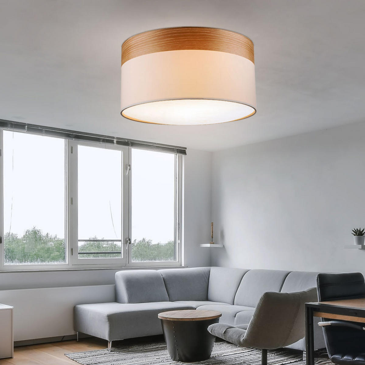 LED DECKENLEUCHTE Chipsy Beige Holzoptik - Beige, Holz (40/40/25cm) - Globo Lighting