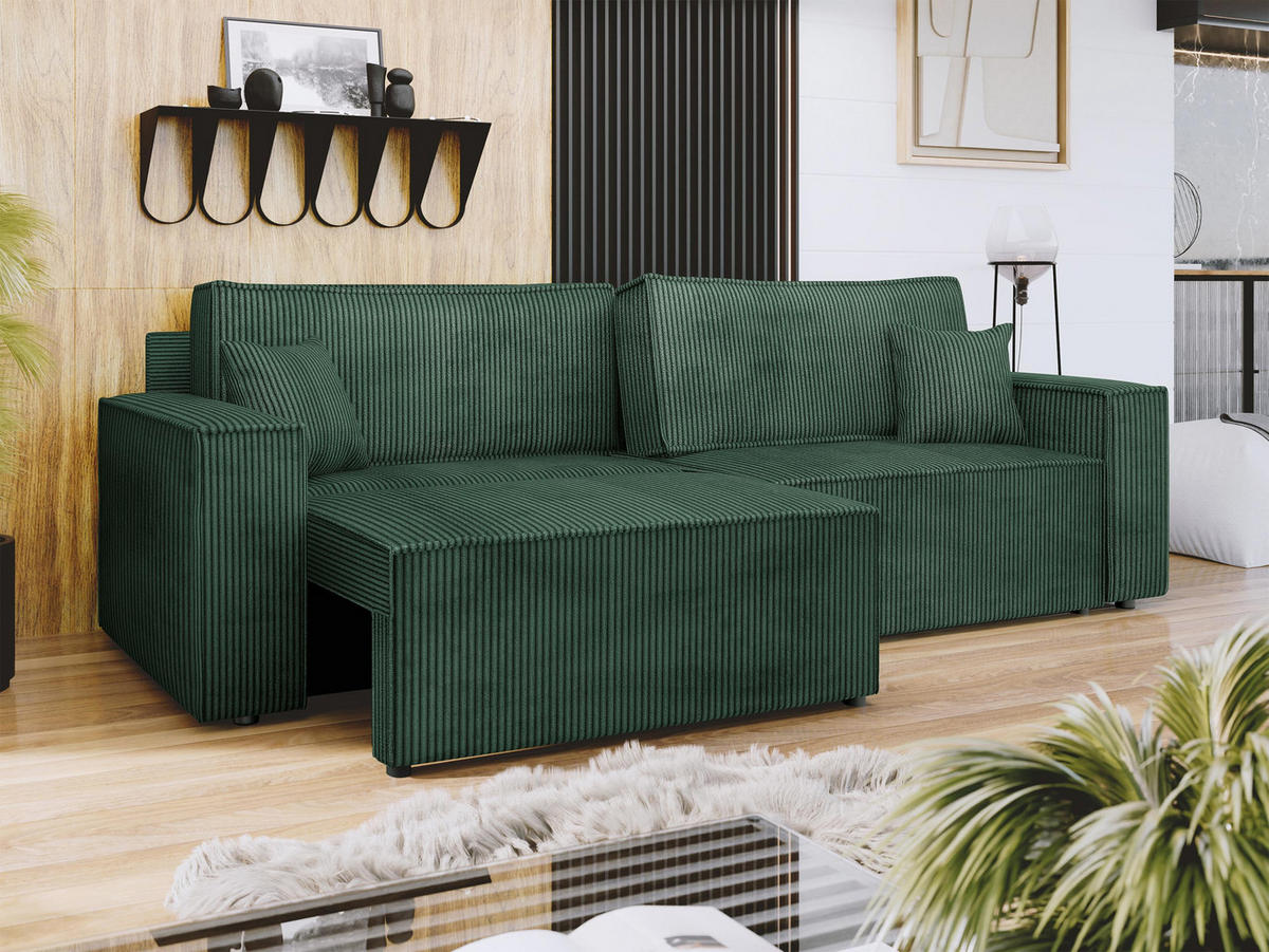 CANAPEA - COLTAR Karl Reiat - verde/negru, material plastic/material textil (245/82/139cm) - MIRJAN24